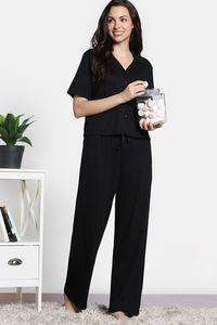 Zivame 2 Mile Fashion Knit Cotton Loungewear Set - Black Beauty — thumbnail 5